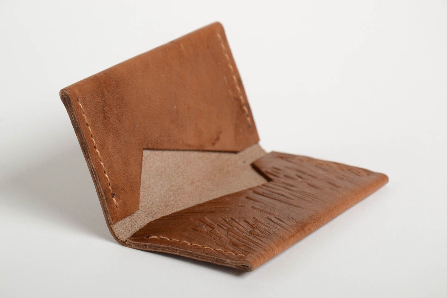 Handmade Leder Kartenetui Accessoires für Männer Halter für Visitenkarten braun foto 3