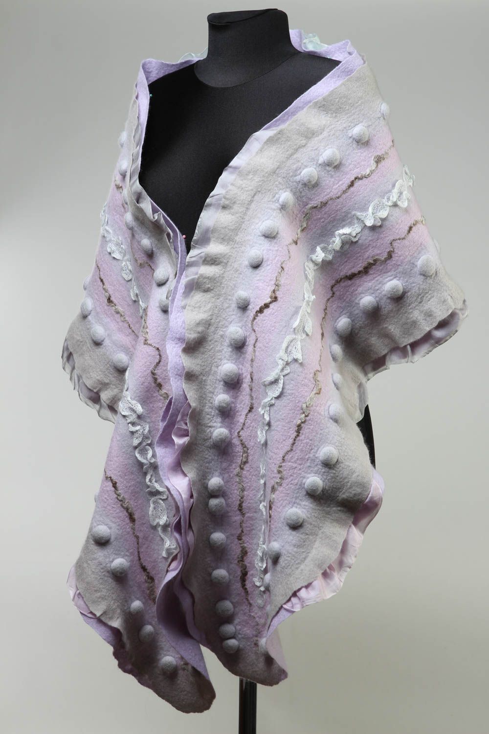 Unusual handmade felted wool scarf shawl design fashion accessories for girls photo 5