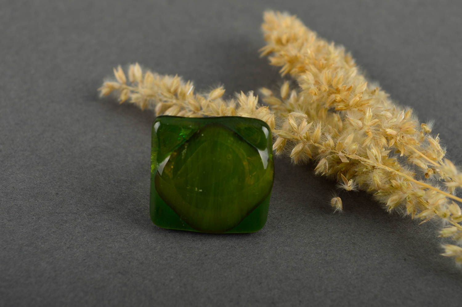 Handmade Schmuck aus Glas Ring Damen Designer Accessoire Geschenk Ideen grün foto 1