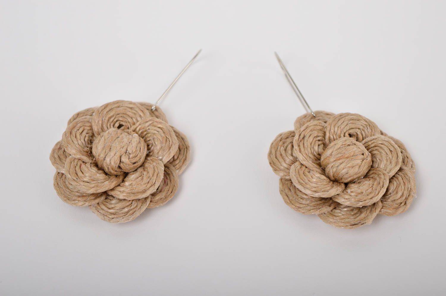 Stylish handmade cord earrings beautiful jewellery flower earrings design photo 2