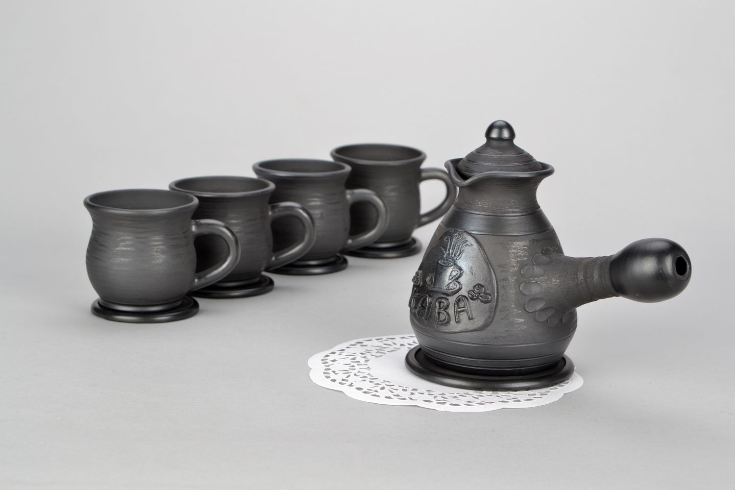 Türkischer Kaffeekocher mit Stiel Dscheswe, Keramik foto 1