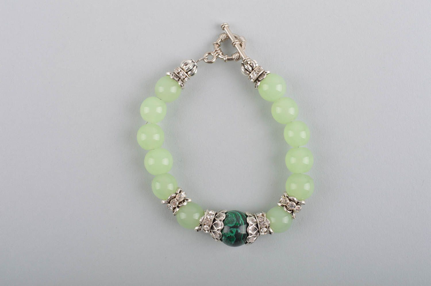 Bracelet en pierres Bijou fait main vert malachite cristaux Accessoire femme photo 4