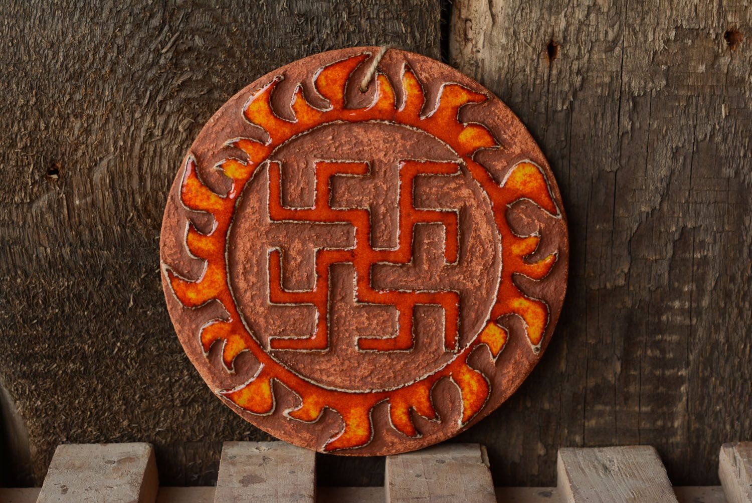 Handmade ceramic amulet pendant  photo 1