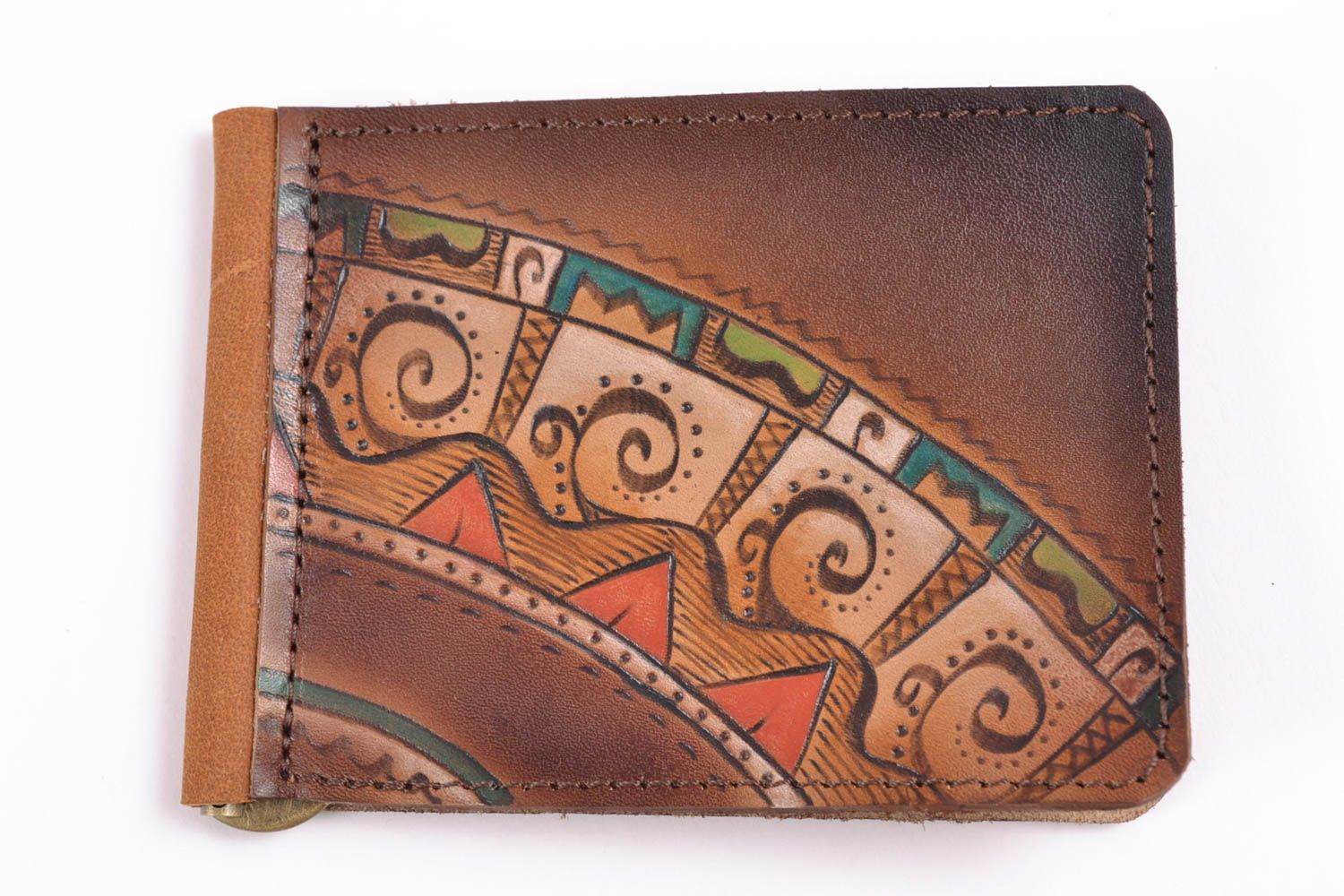 Leather money clip with painting photo 2
