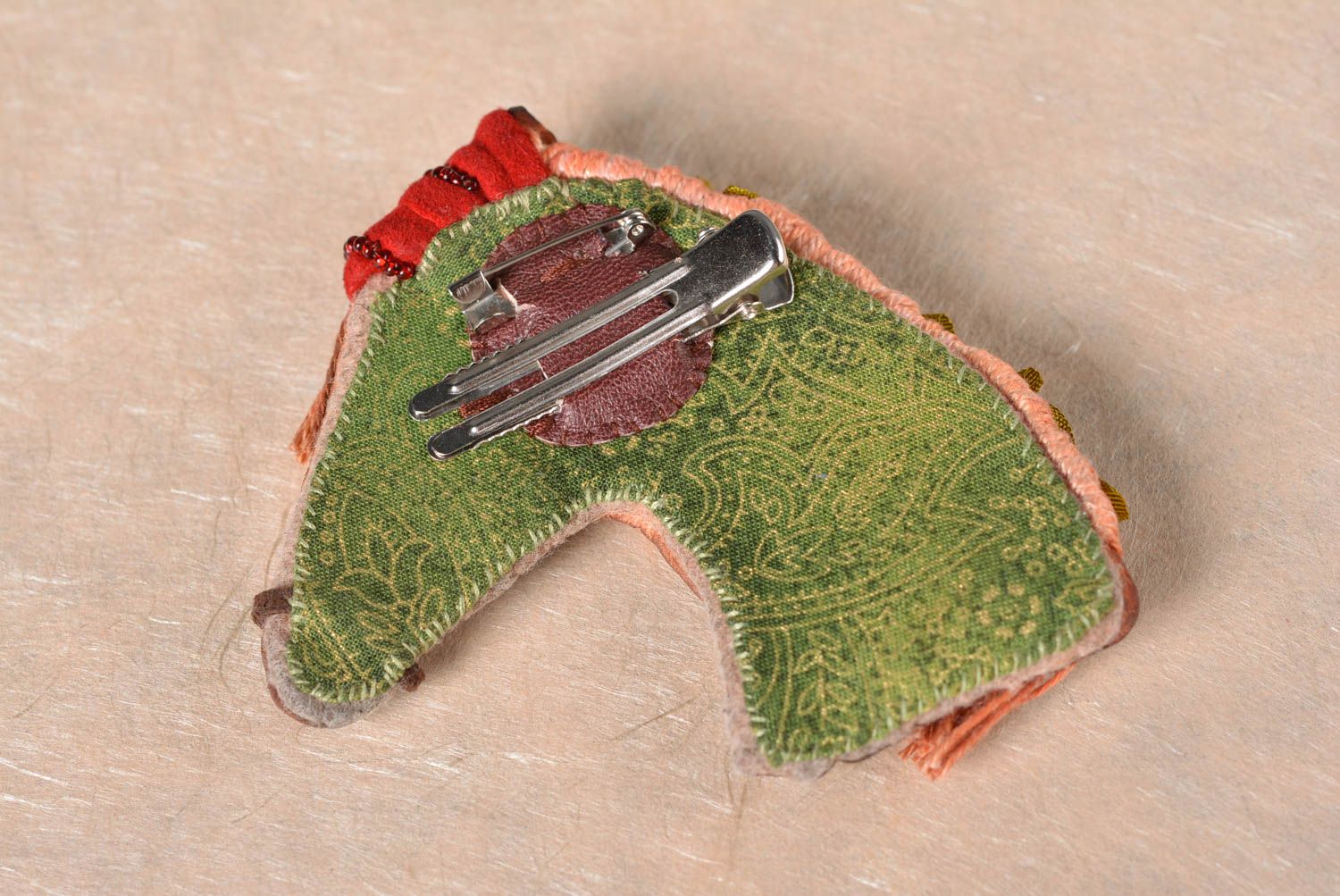 Designer brooch handmade leather brooch leather jewelry gift for women photo 3