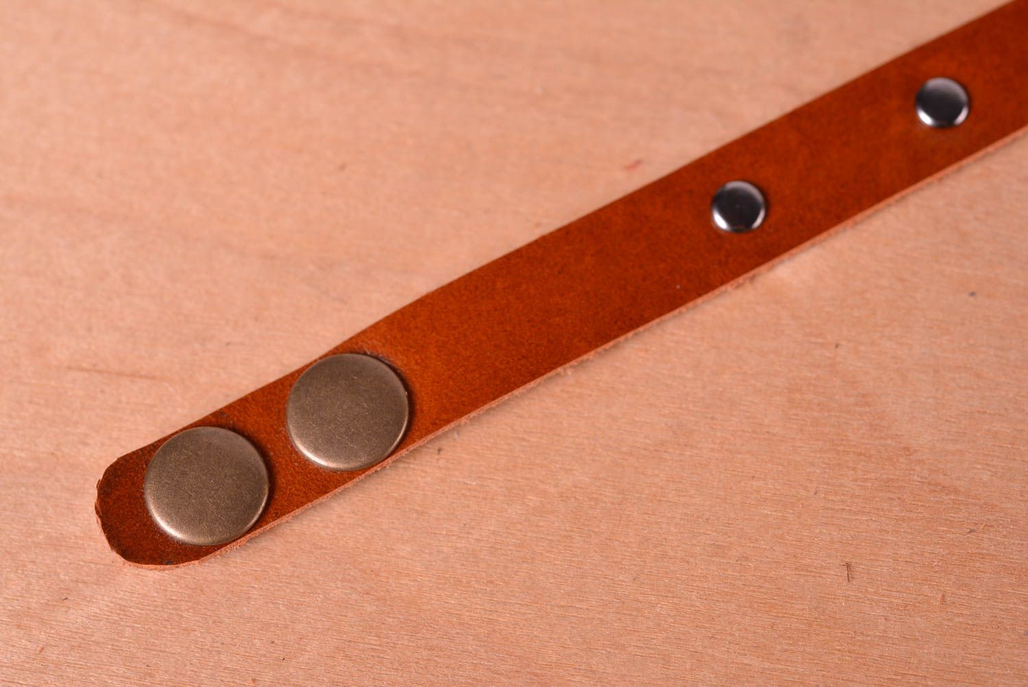 Handmade brown wrist bracelet unusual leather bracelet stylish accessory photo 4