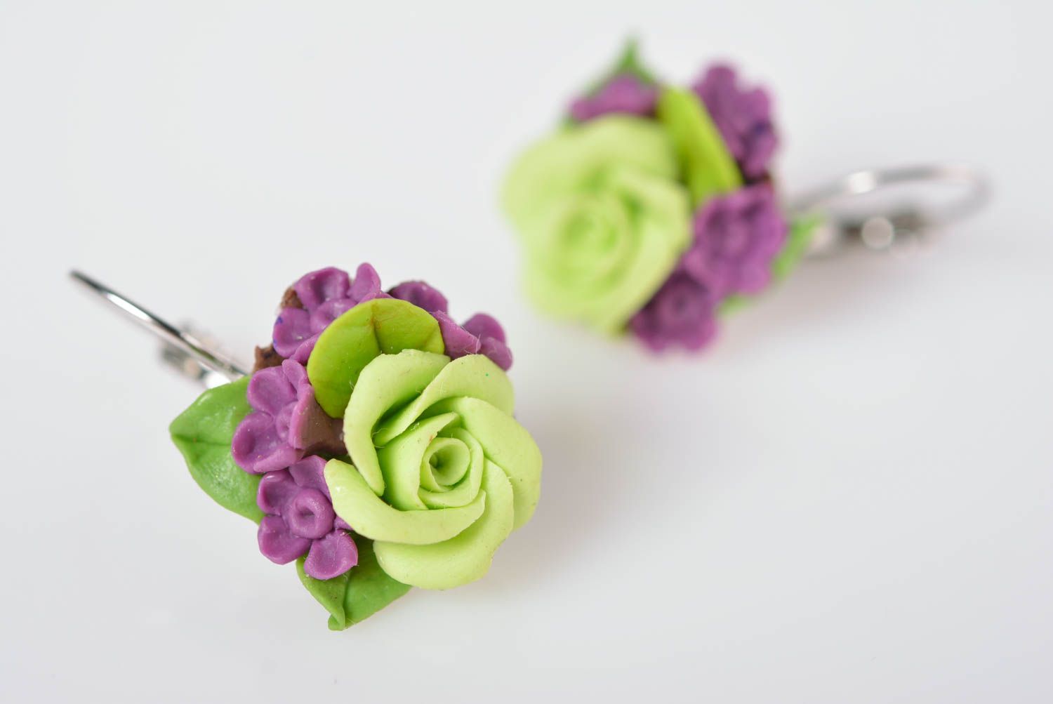Handmade bijouterie porcelain earrings summer flower earrings stylish jewelry photo 3