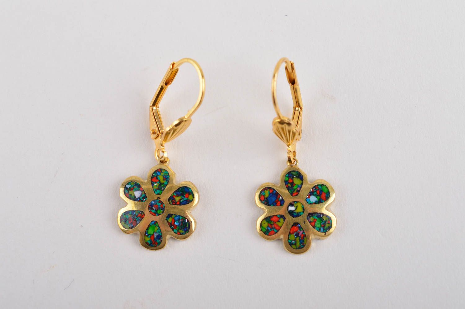 Handmade designer metal earrings unusual stylish earrings flower jewelry photo 3