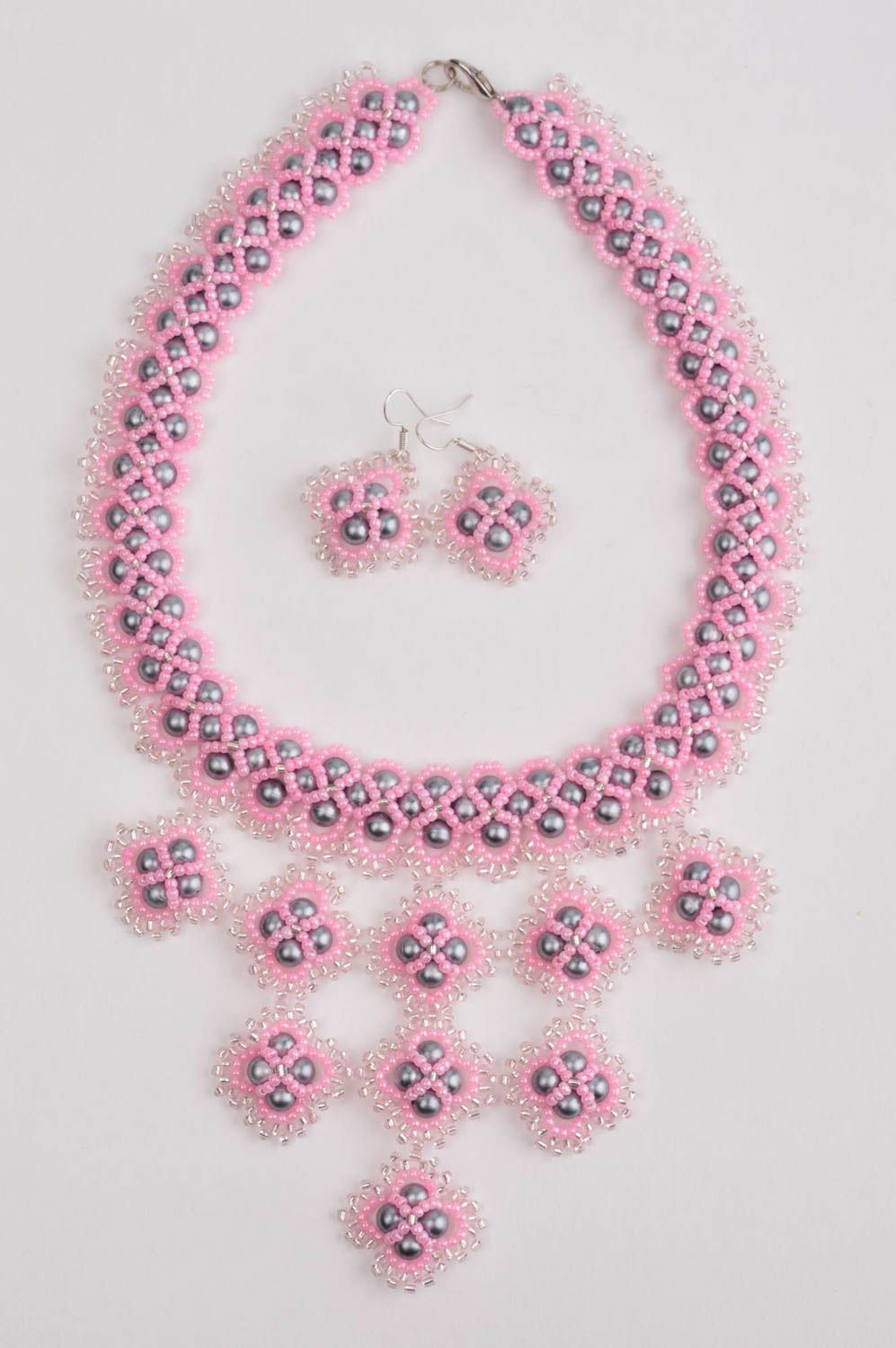 Designer necklace handmade jewelry set unusual earrings present for women photo 4