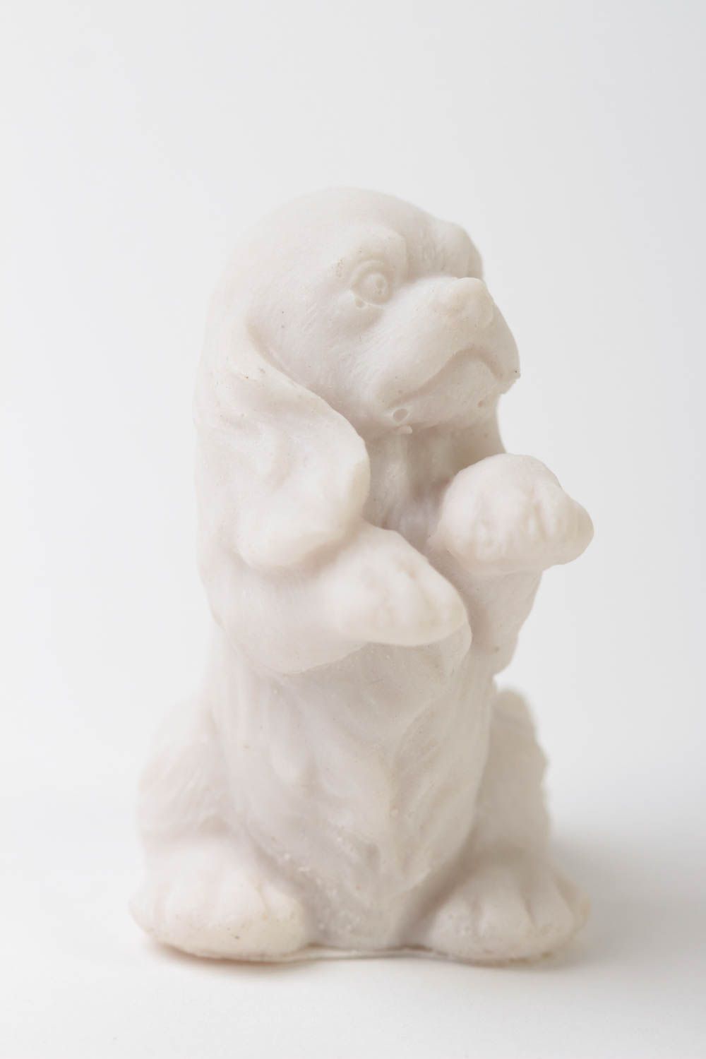Figurine à peindre fait main Petite statuette blanche chien Déco intérieur photo 3