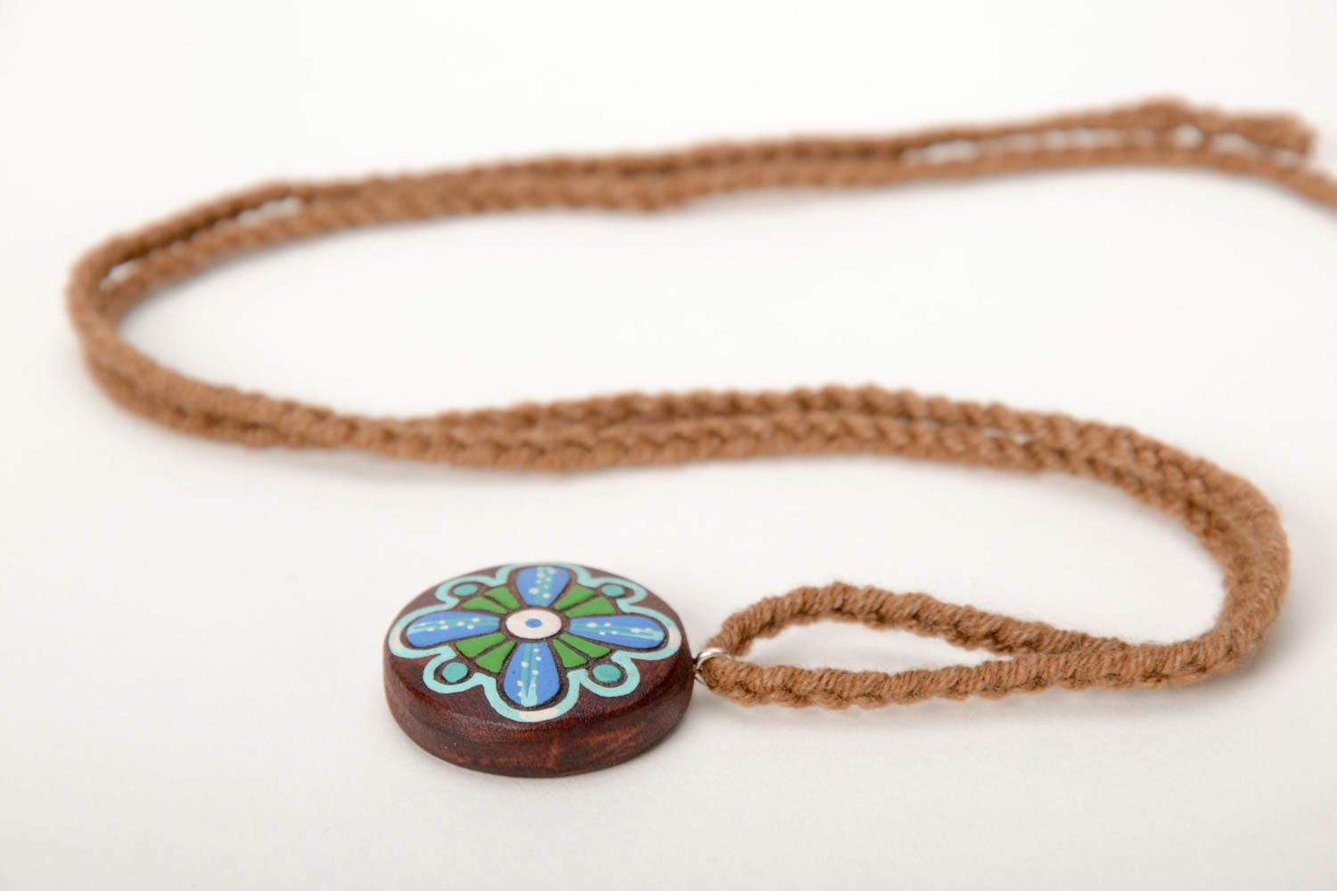 Handmade pendant designer accessory unusual gift pendant for girl wooden jewelry photo 5