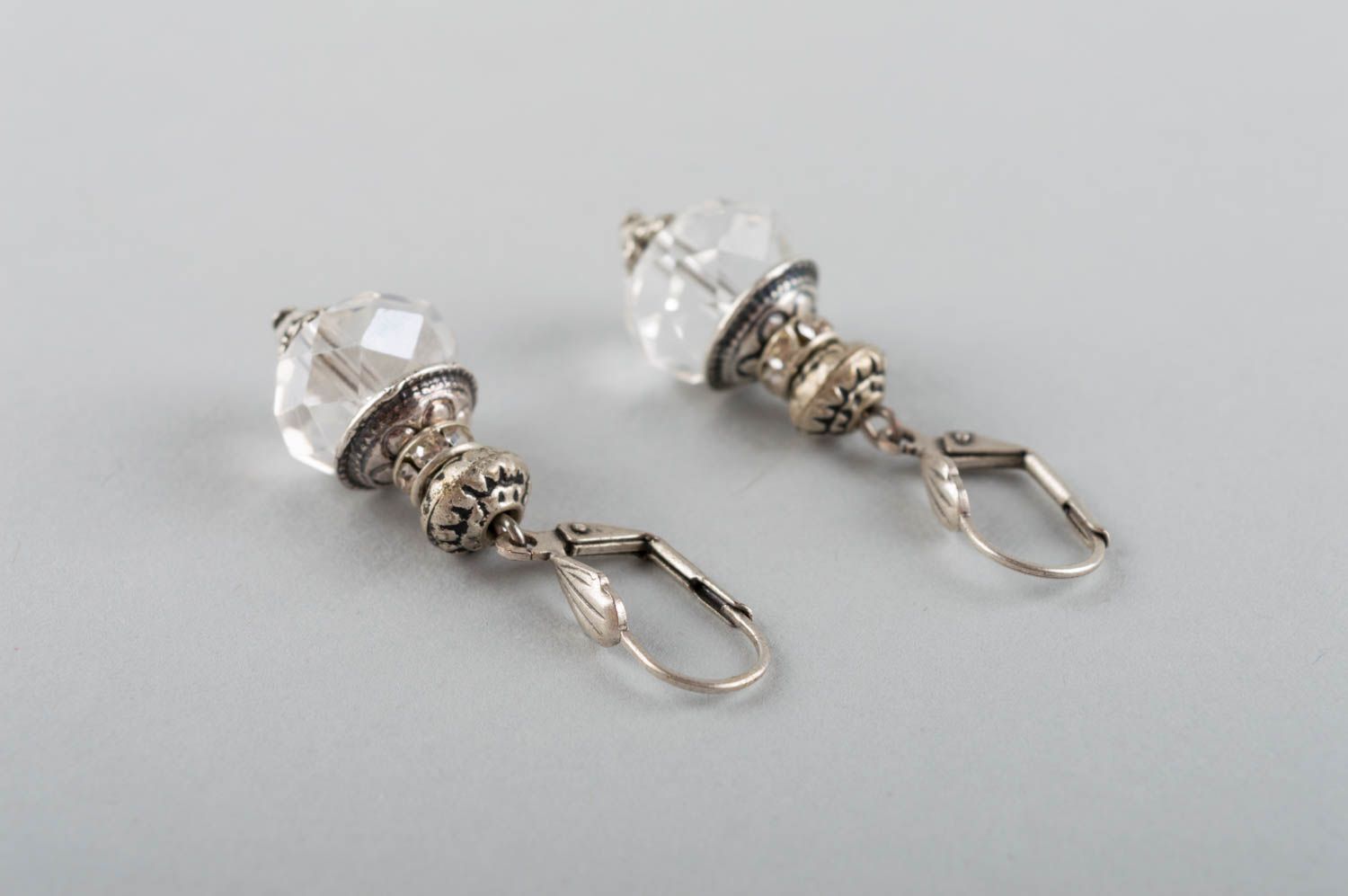 Earrings with crystal beads handmade accessory stylish crystal jewelry photo 4