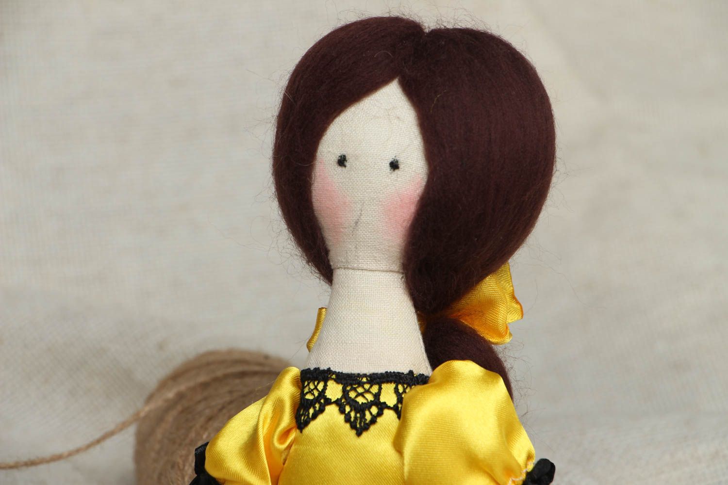 Handmade doll sewn of natural fabrics photo 2