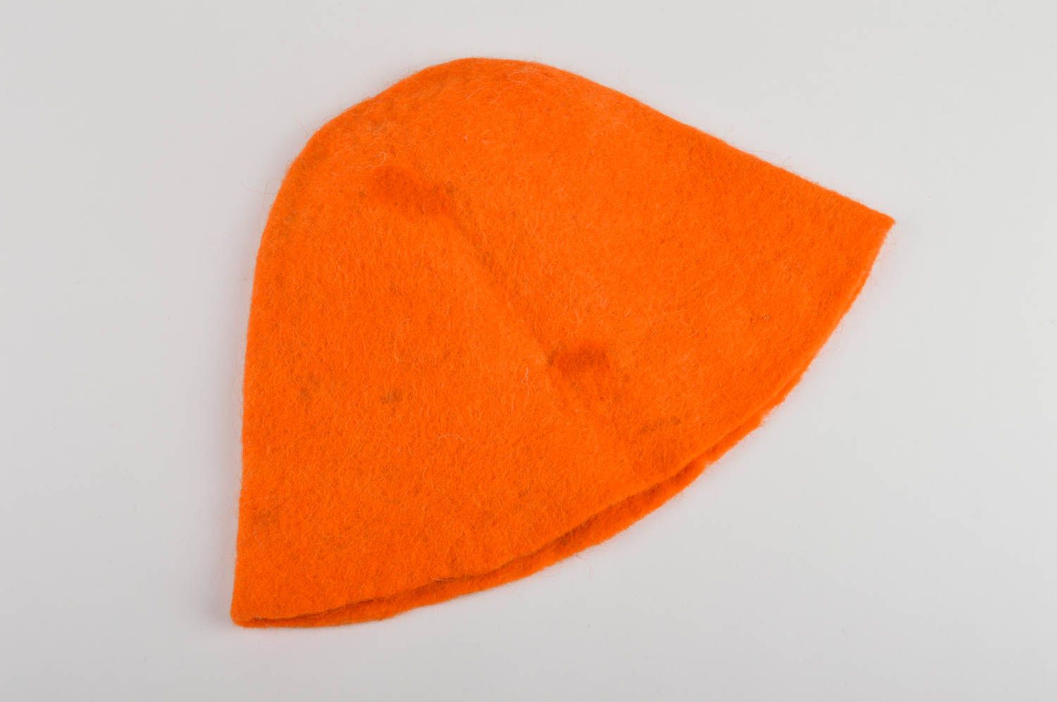 Шапка ручной работы зимняя шапка оригинальный подарок оранжевая с цветком фото 3