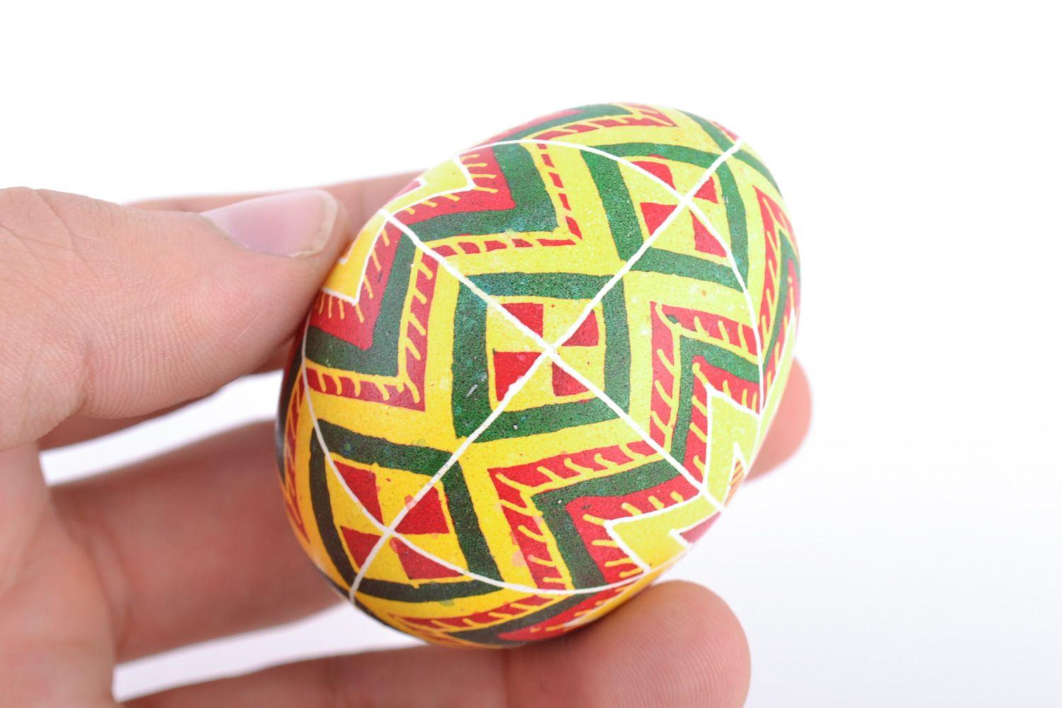 Beautiful multi-colored bright handmade painted chicken Easter egg photo 2