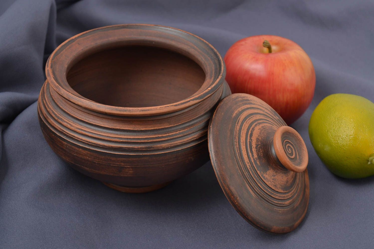 Keramik Geschirr Handmade Ton Topf Küchen Geschirr Geschenk Ideen 500 ml braun foto 1
