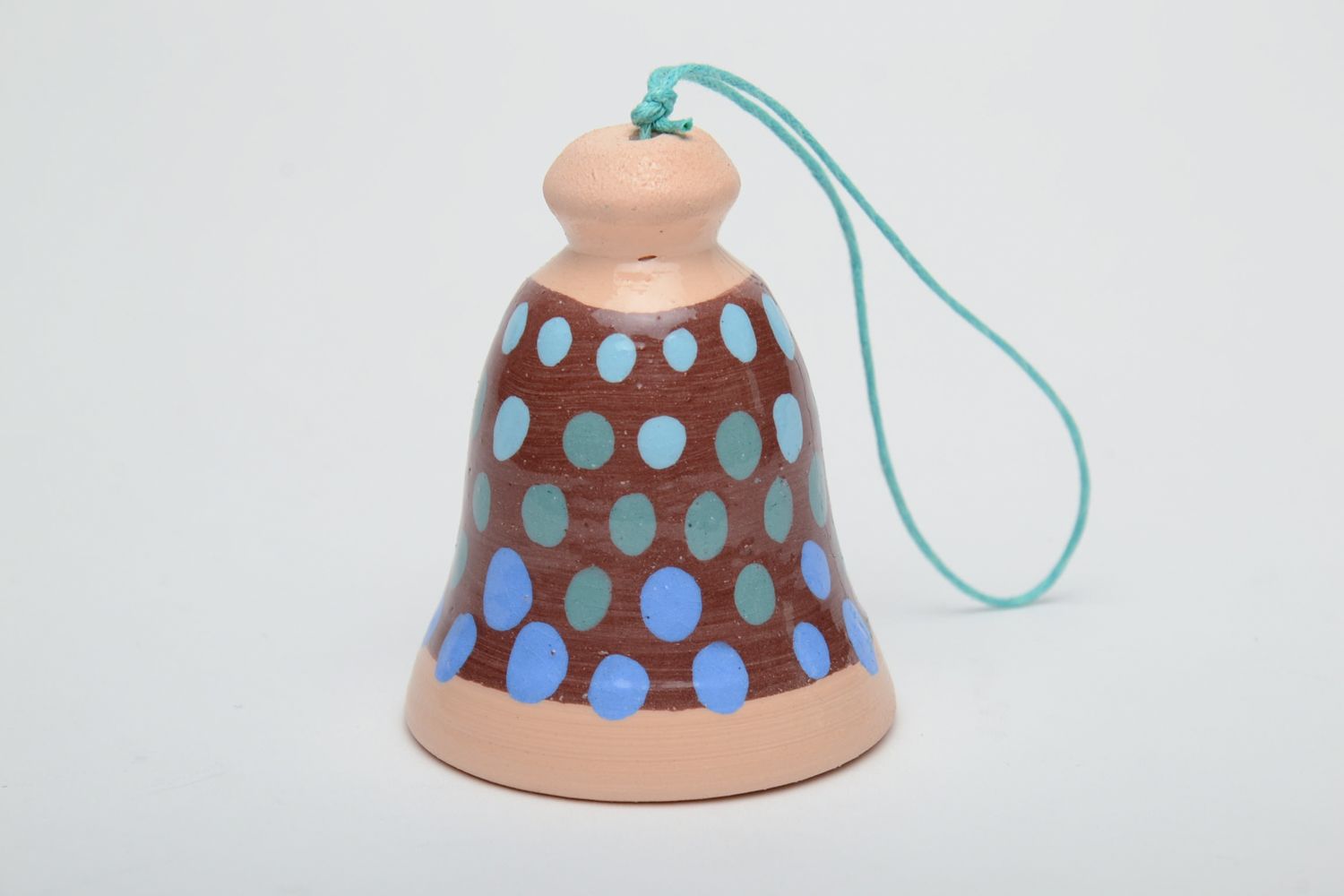 Handmade clay bell painted with color enamels Polka Dot photo 2
