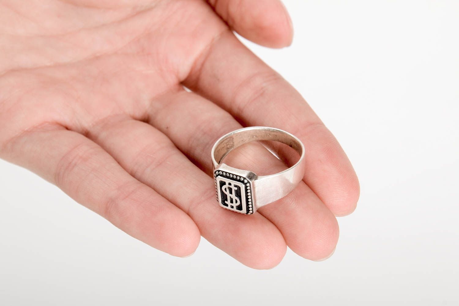 Украшение ручной работы серебряное кольцо подарок для мужчины перстень банкира фото 5