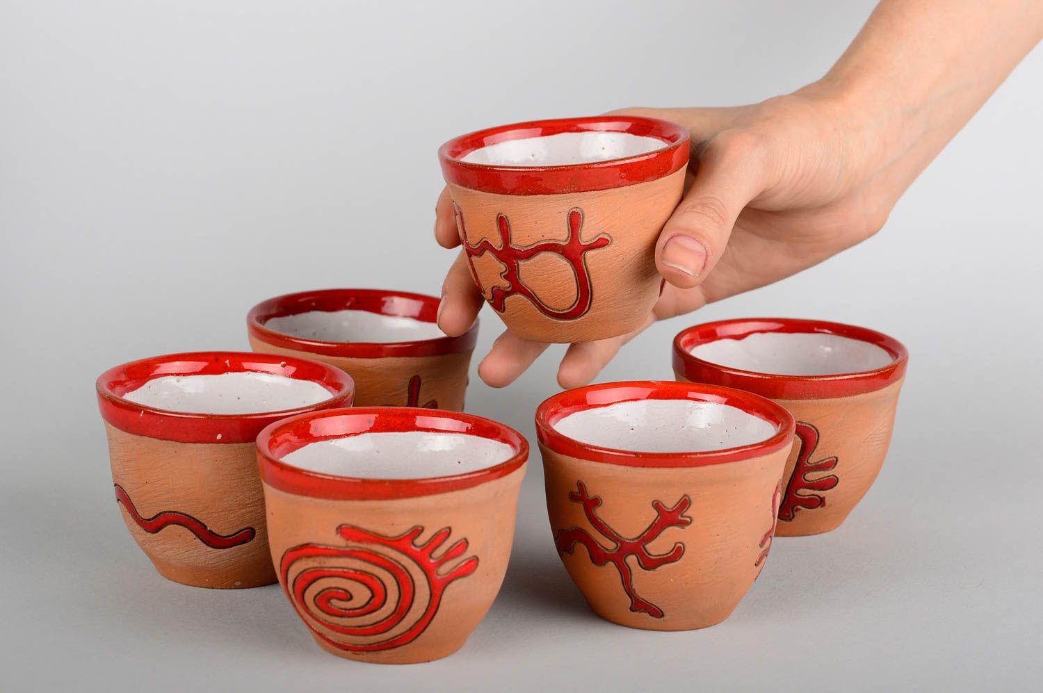 Handmade unusual ceramic cups stylish cups made of clay designer ware photo 5
