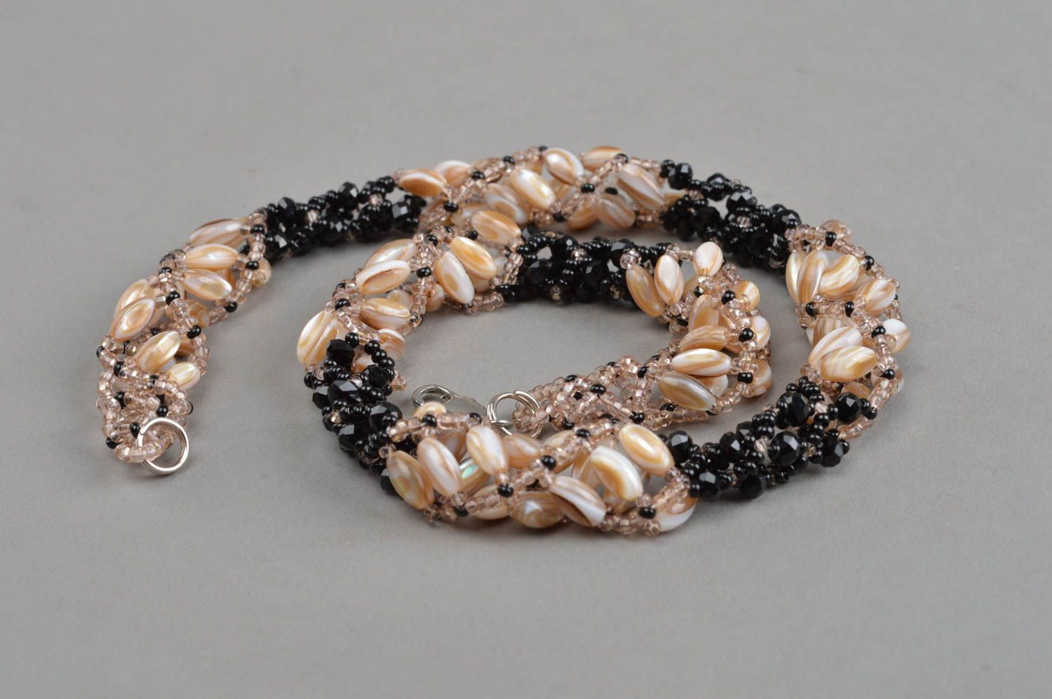 Necklace with cat's eye stone beads handmade beautiful female jewelry photo 3