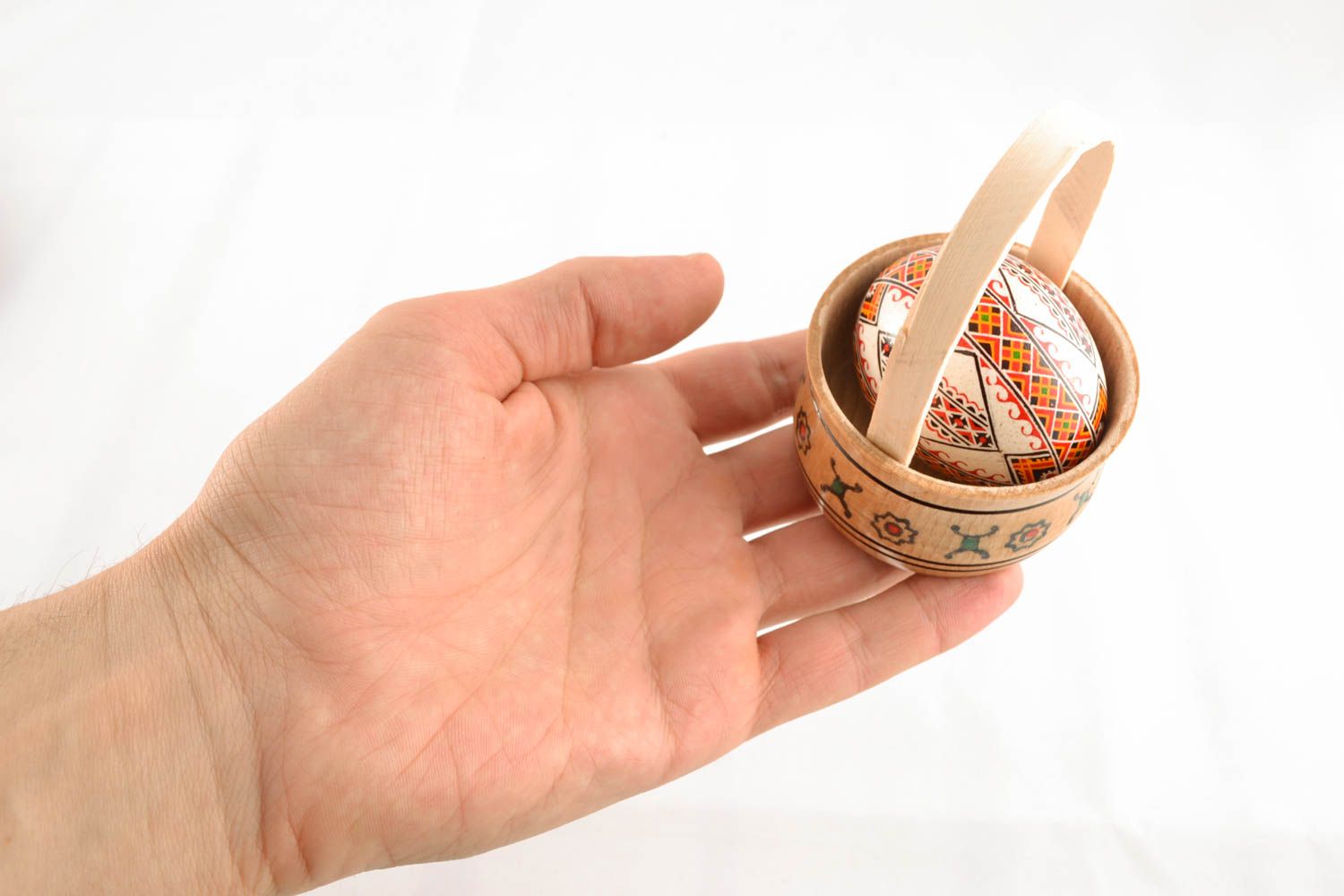 Handmade painted egg with basket photo 4