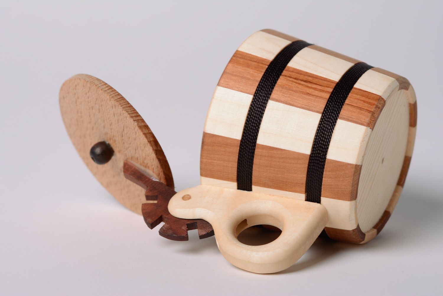 Boîte à épices en bois faite main 20 cl en forme de barrique design de créateur photo 3