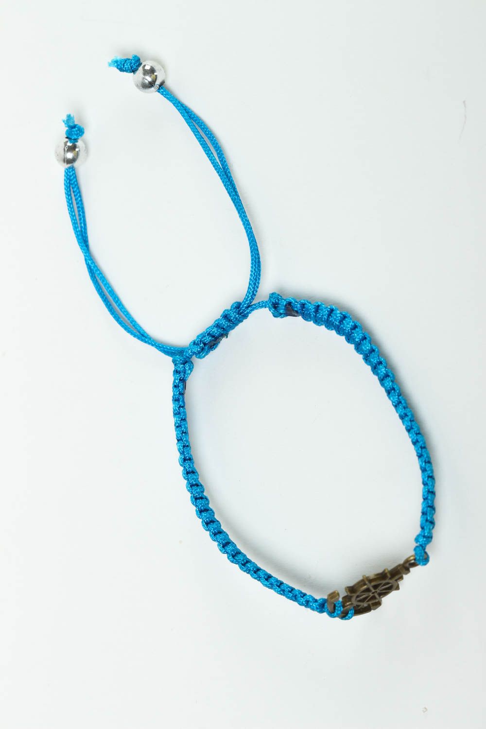 Bracelet textile Bijou fait main bleu marin design Accessoire femme original photo 2