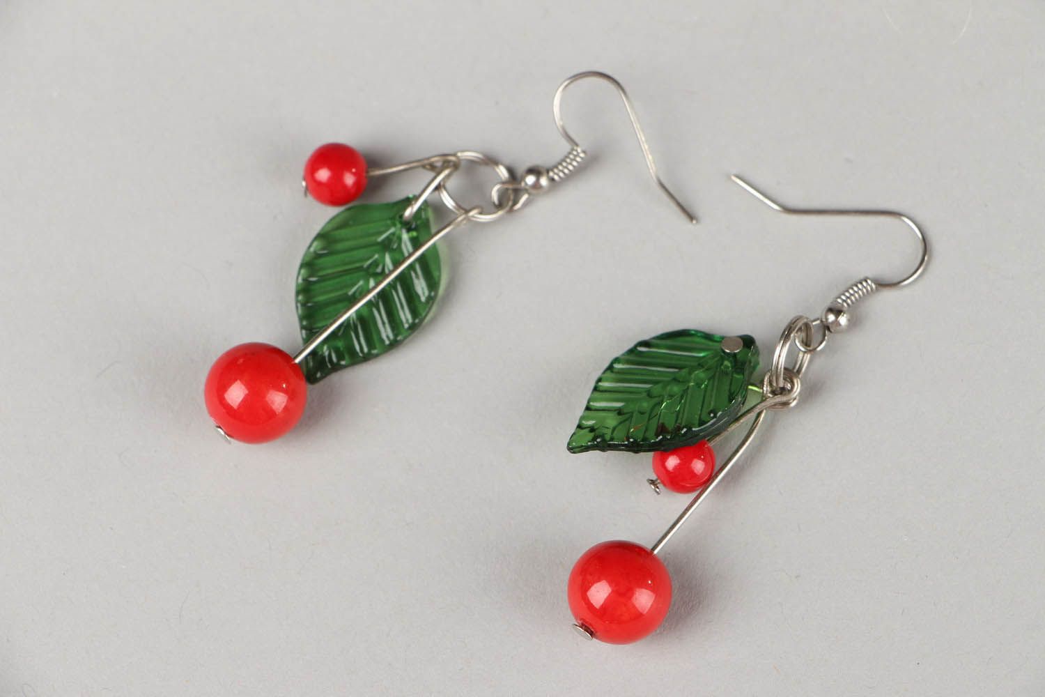 Earrings with natural stone Cherry photo 2