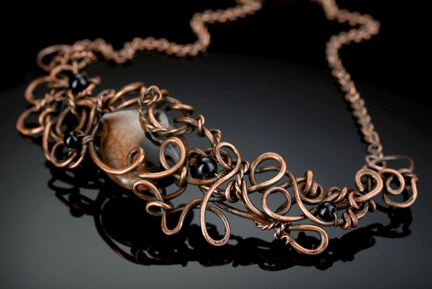 Copper necklace with agate Baroque photo 5
