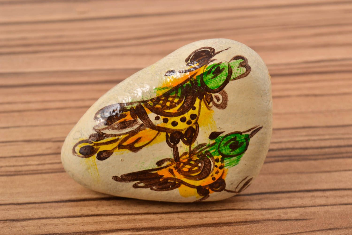 Декор для дома ручной работы раскрашенный камень птицы морской камень стильный фото 1