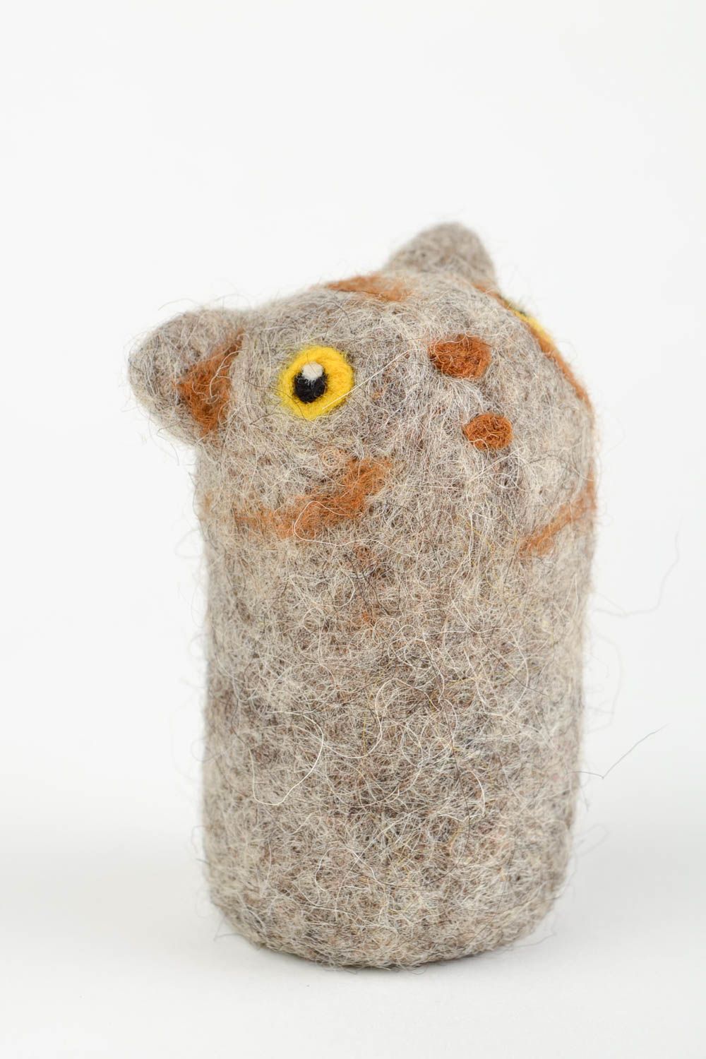 Peluche chat gris-marron Jouet fait main en laine feutrée Cadeau enfant photo 4