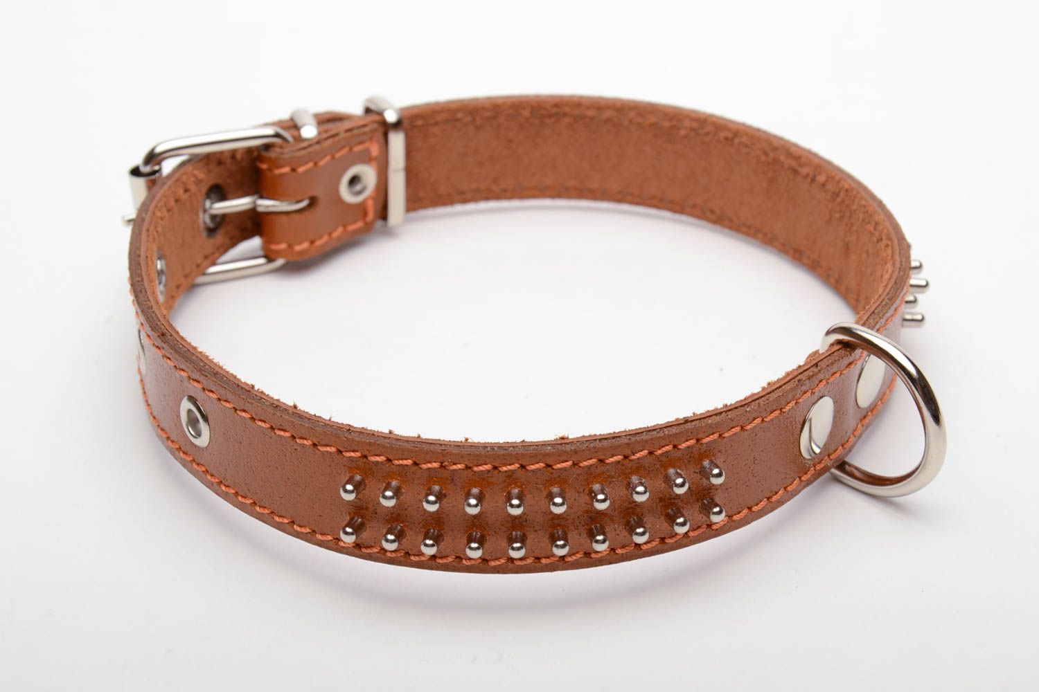 Leather dog collar of brown color photo 4