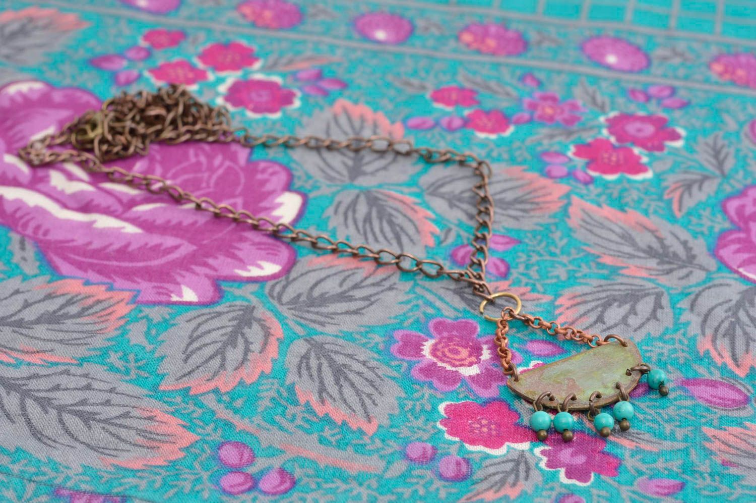 Handmade pendant unusual accessory for girls neck accessory copper jewelry photo 2