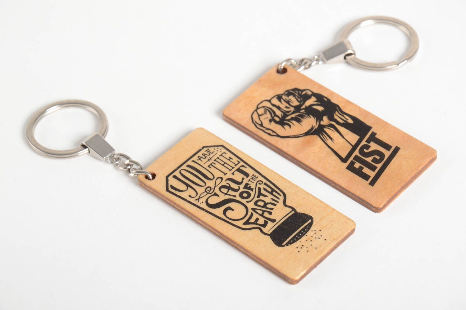 Handmade designer accessories wooden gifts wooden keychains 2 key rings  photo 3