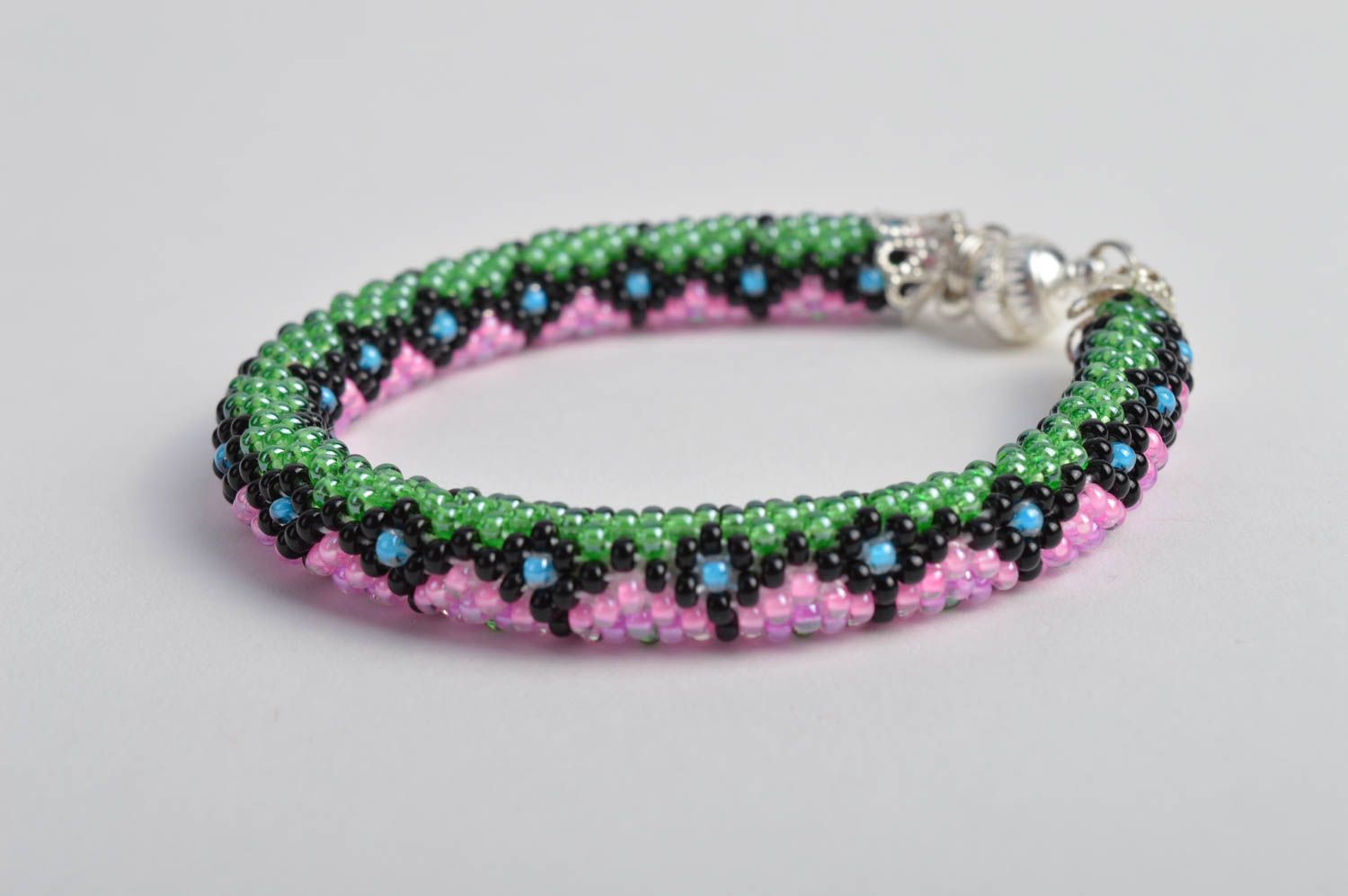 Bright seed beaded cord bracelet handmade jewelry unique accessories for woman photo 4