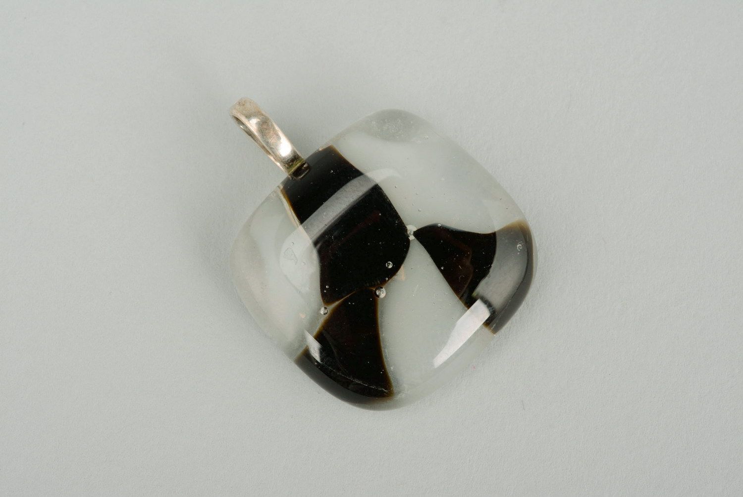Fused glass pendant Black and white photo 2
