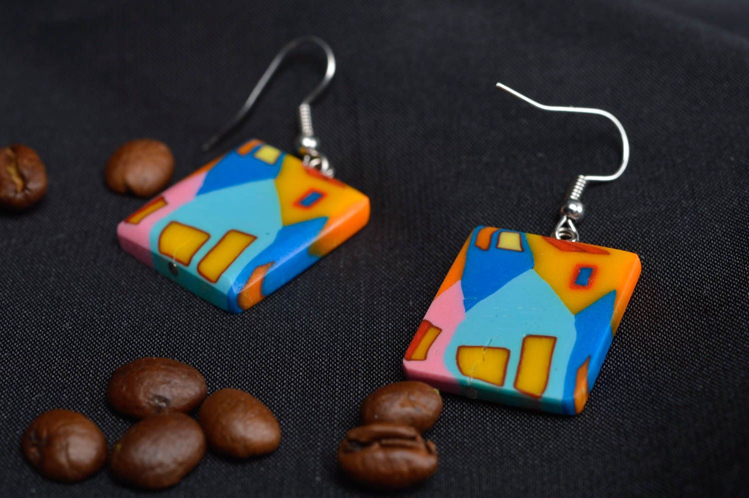 Polymer clay handmade earrings stylish accessory for girls plastic jewelry photo 1