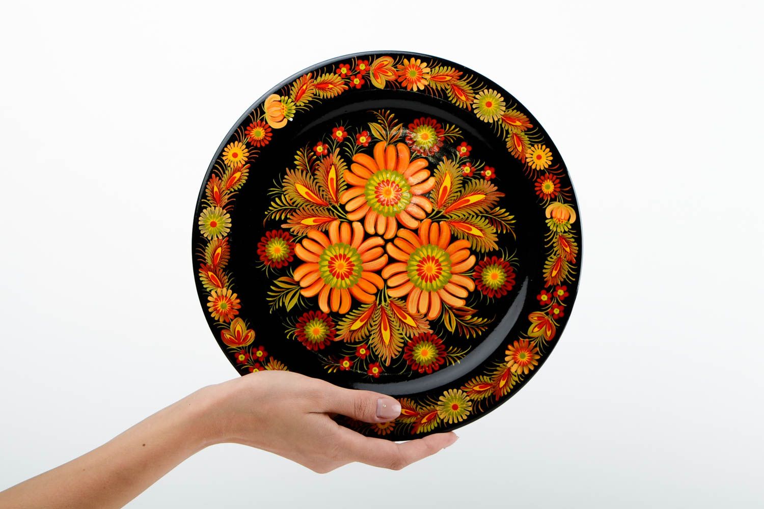 Подарочная тарелка с росписью хенд мейд деревянная посуда декор для дома фото 2