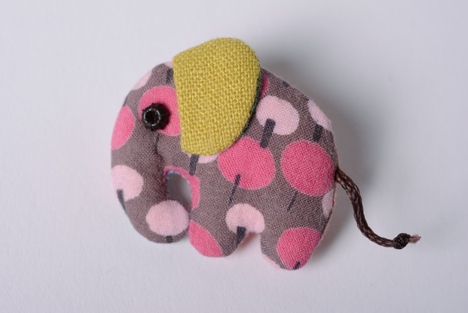 Handmade designer soft fabric brooch in the shape of colorful elephant photo 1