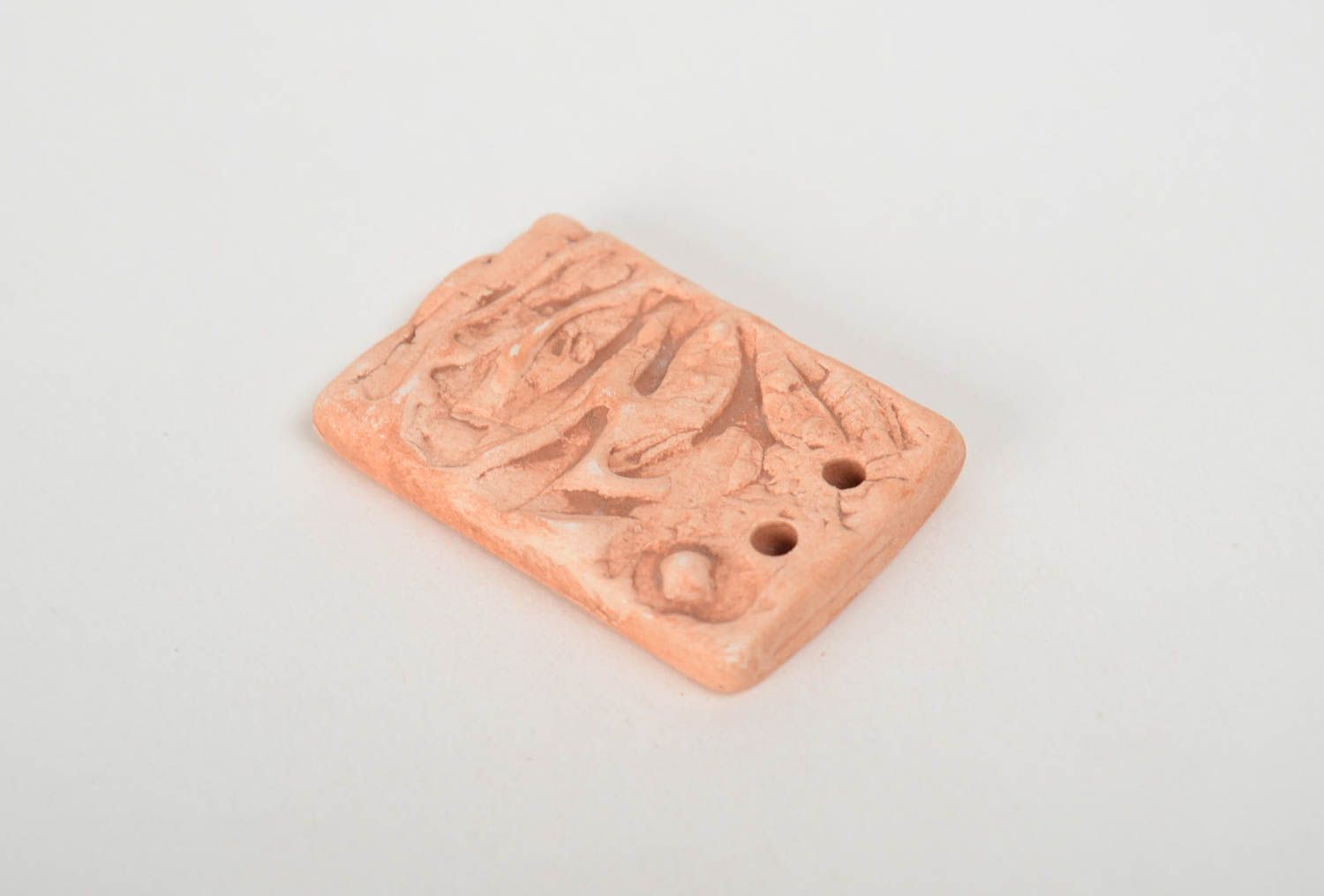 Handmade rectangular DIY clay blank pendant in ethnic style photo 4