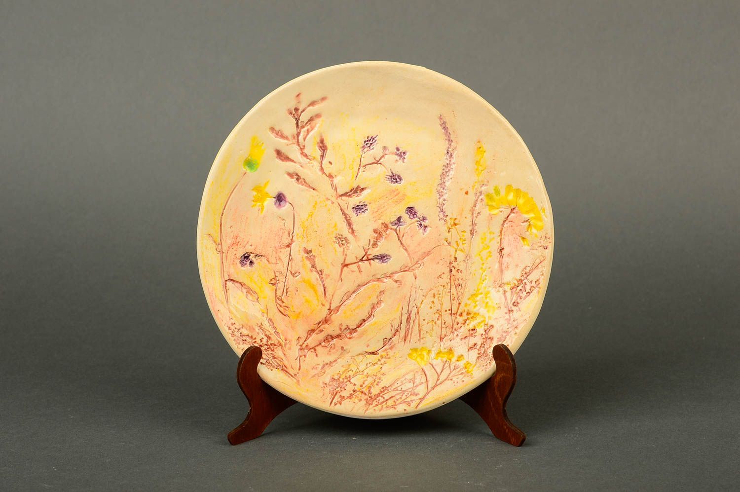 Plato de cerámica hecho a mano pintado regalo original utensilio de cocina foto 1