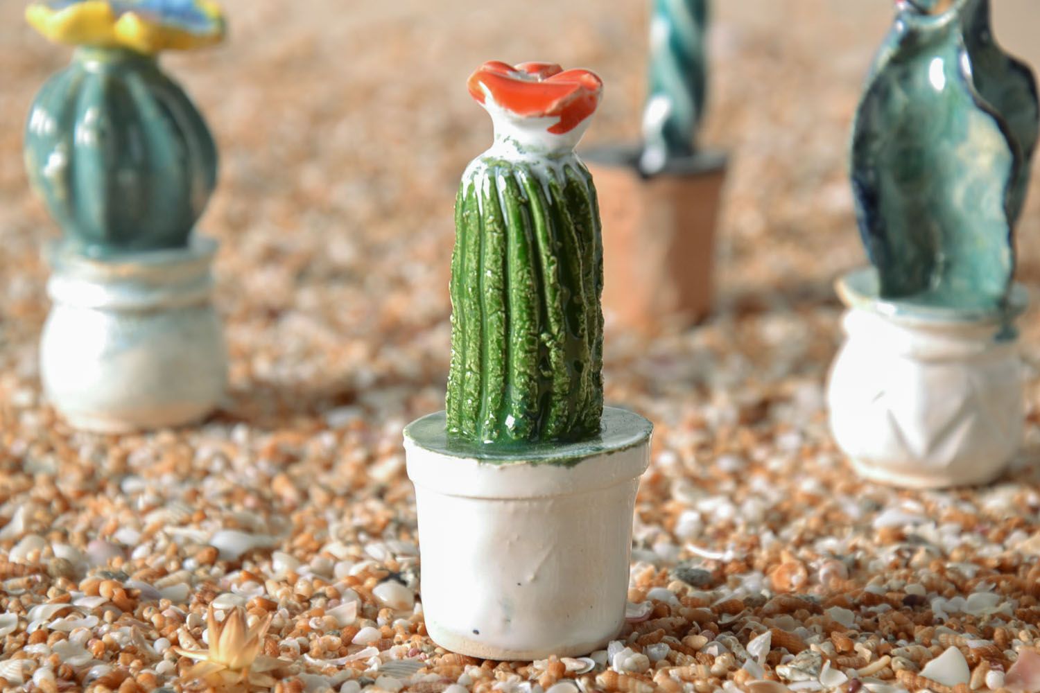 Clay statuette Blossoming cactus photo 1
