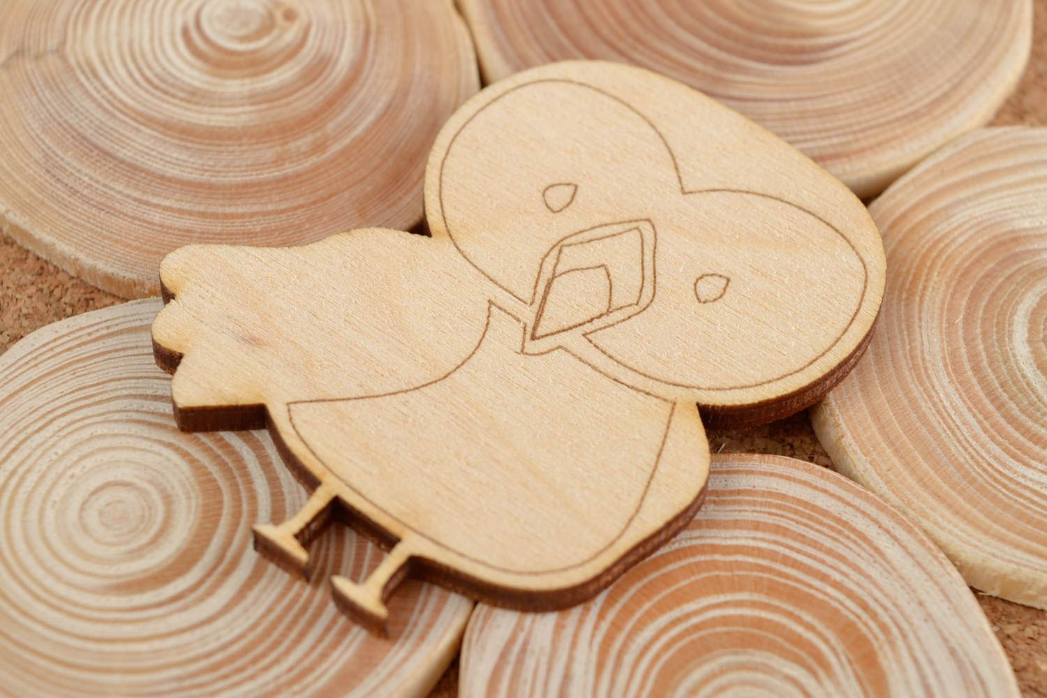 Handmade Figur zum Bemalen klein Holz Rohling Miniatur Figur süßer Vogel  foto 1