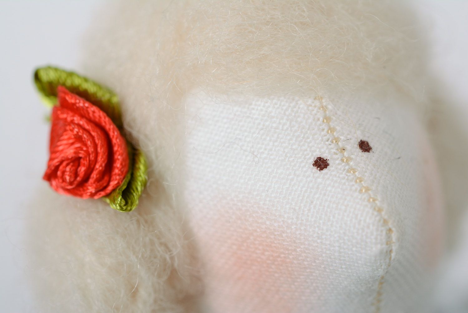 Beautiful handmade designer soft toy white angel sewn of fleece and felt  photo 2