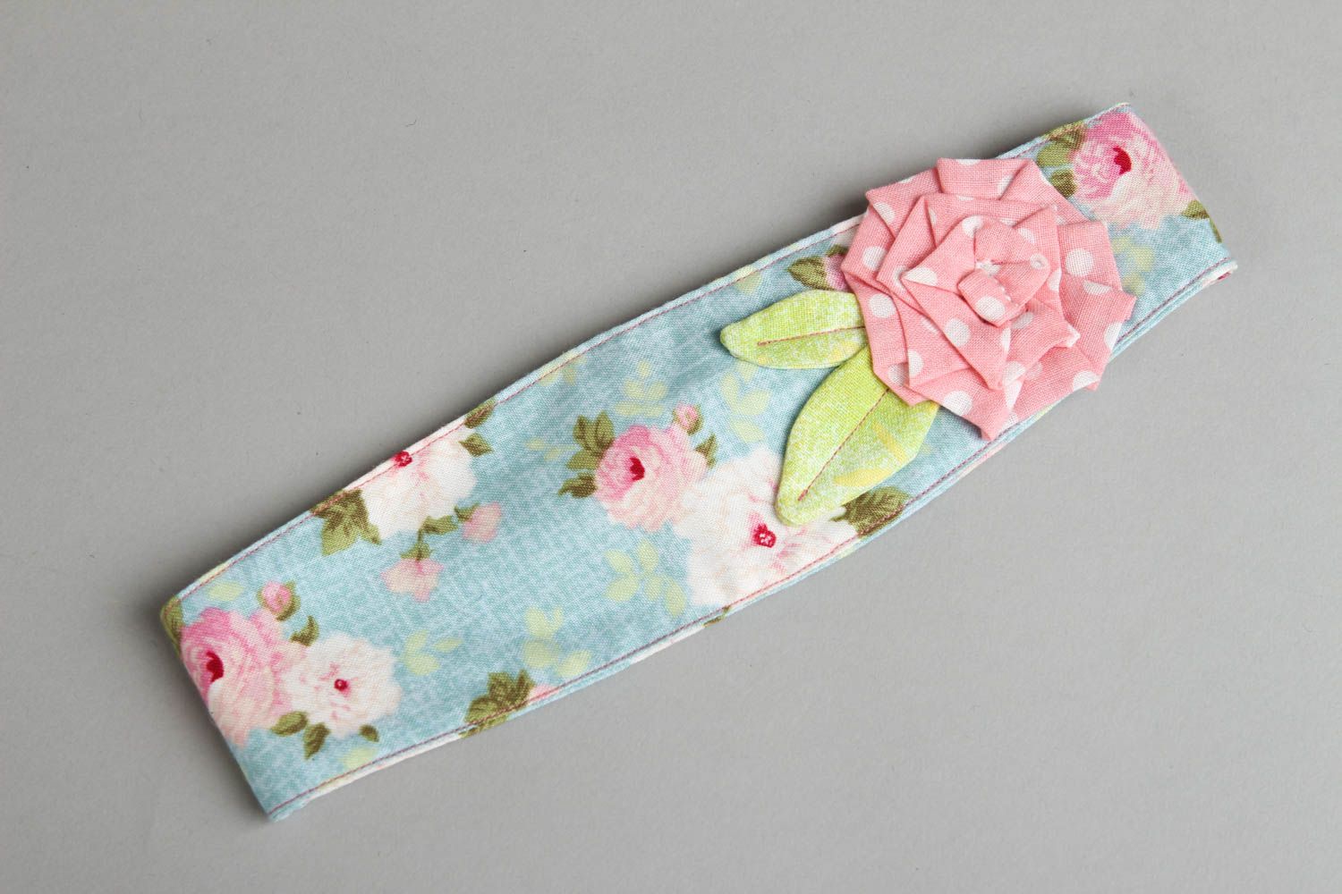 Blumen Haarband handmade breites Haarband originelles Geschenk aus Baumwolle foto 1