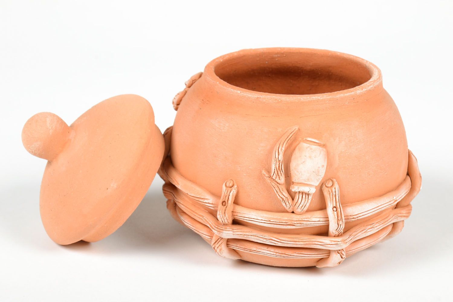 Pot de cuisine en argile fait main original vaisselle avec bel ornement photo 4