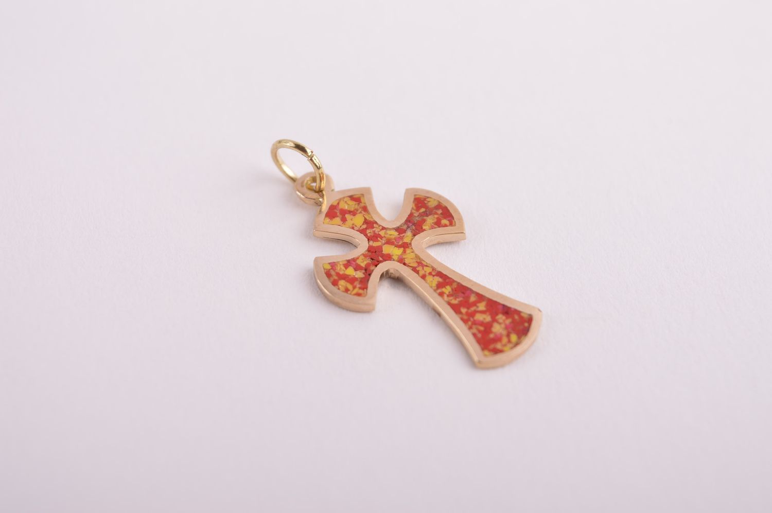 Крестик с камнями handmade подвеска на шею украшение из латуни крестик на шею фото 4