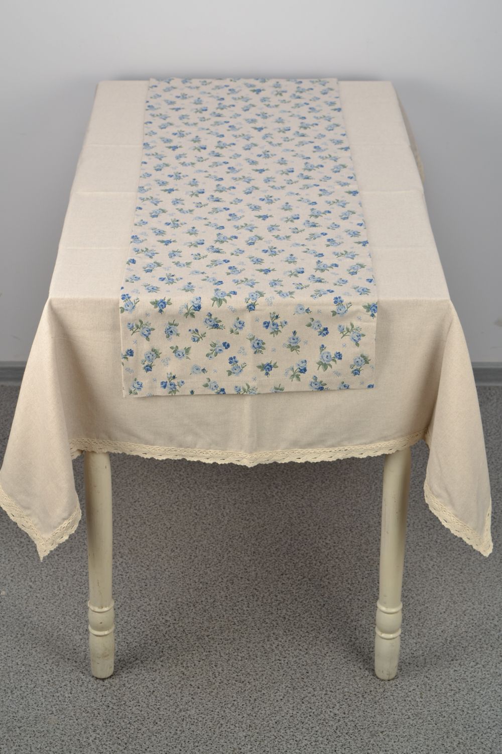 Nappe de table en tissu de coton et polyamide faite main rectangulaire photo 1