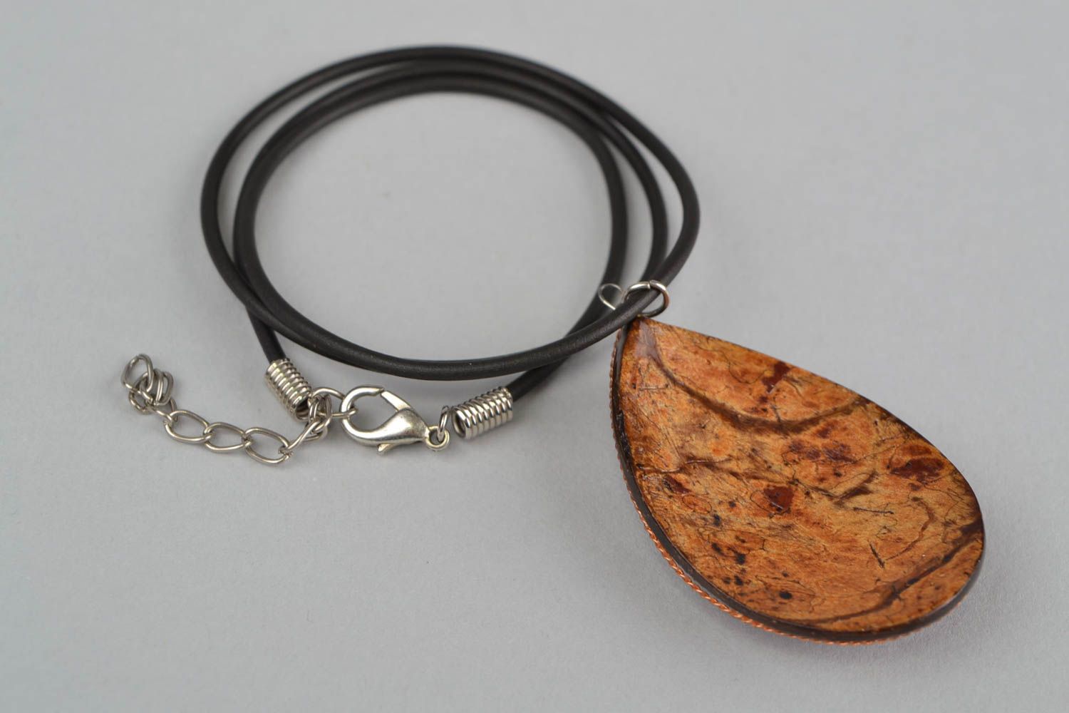 Unusual handmade coconut shell pendant botanical jewelry fashion accessories photo 5