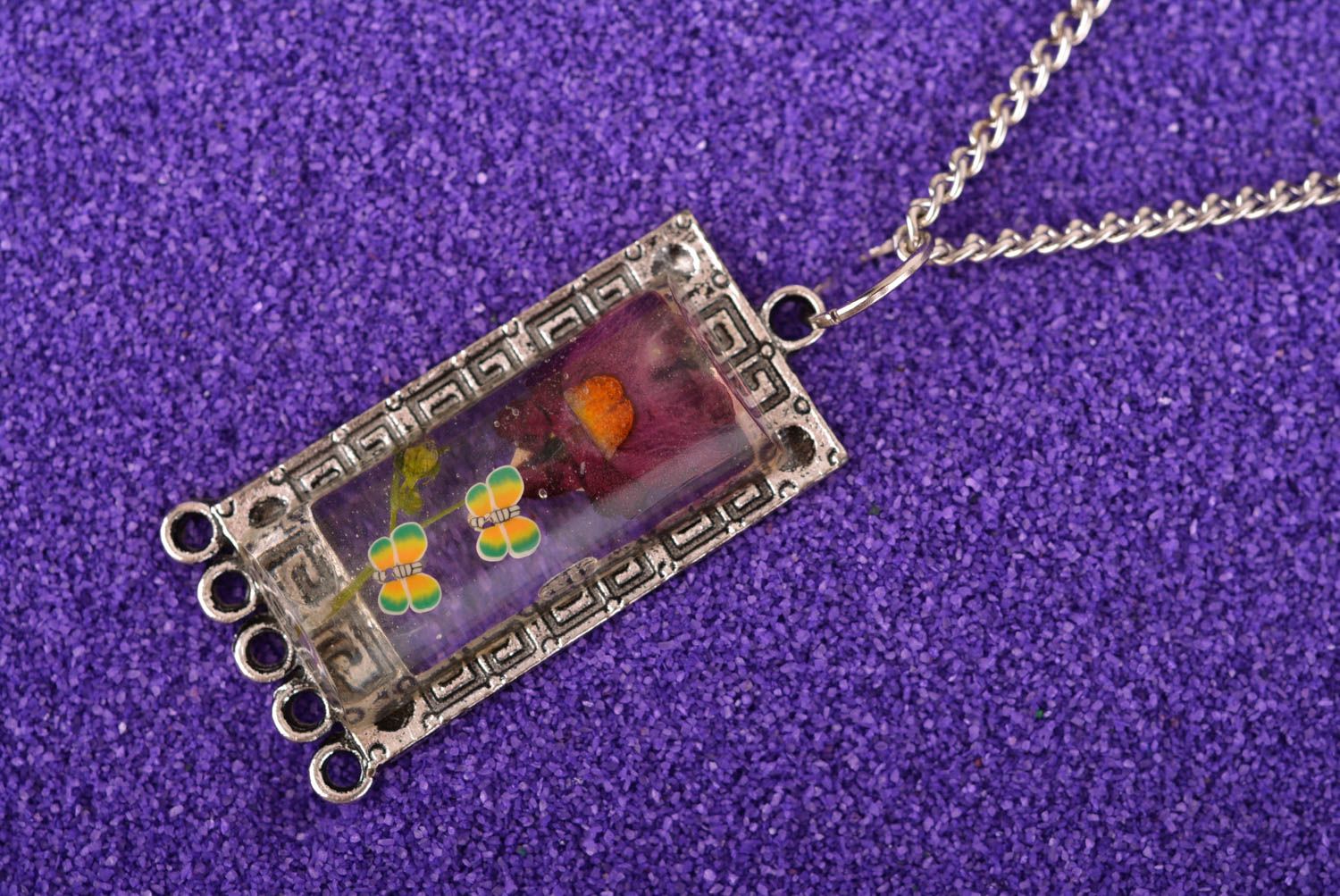 Halsketten Anhänger handmade Geschenk für Mädchen Epoxidharz Schmuck stilvoll foto 1